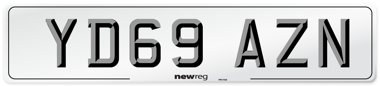YD69 AZN Front Number Plate