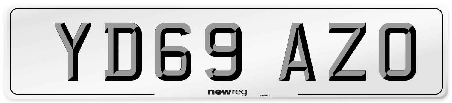YD69 AZO Front Number Plate