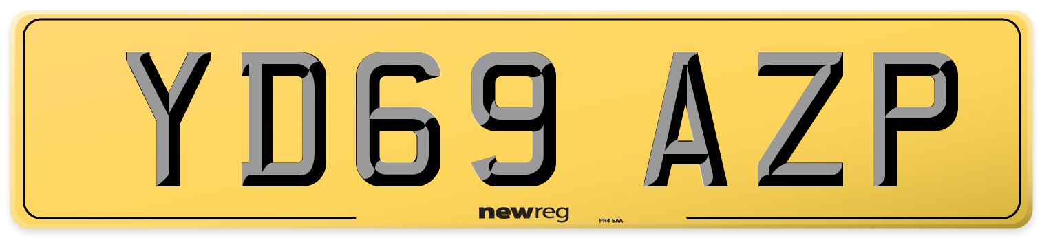 YD69 AZP Rear Number Plate