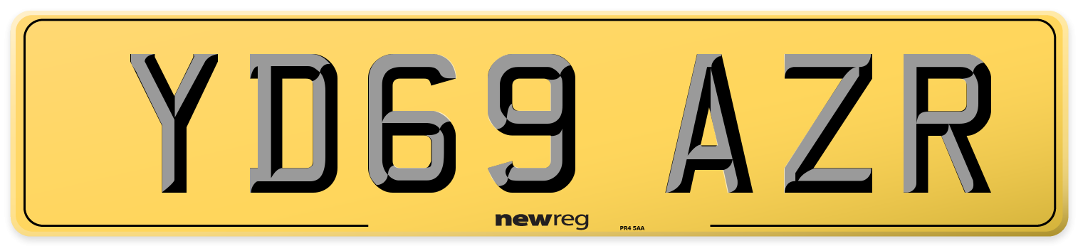 YD69 AZR Rear Number Plate