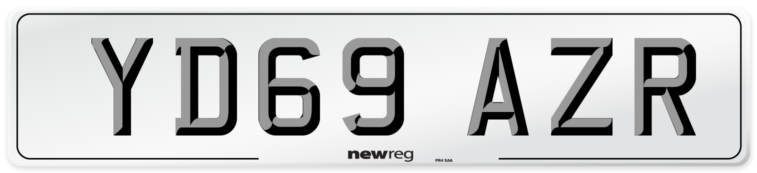 YD69 AZR Front Number Plate
