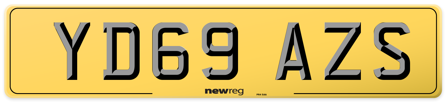 YD69 AZS Rear Number Plate