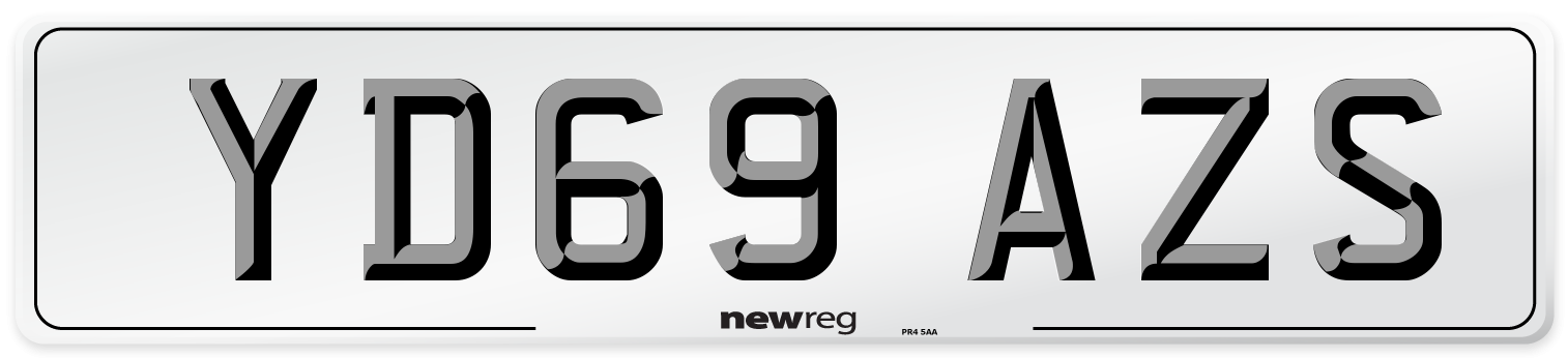 YD69 AZS Front Number Plate
