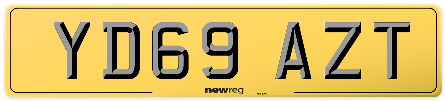 YD69 AZT Rear Number Plate