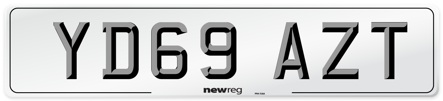 YD69 AZT Front Number Plate