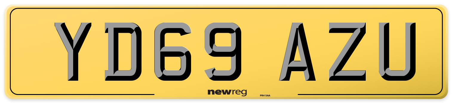 YD69 AZU Rear Number Plate