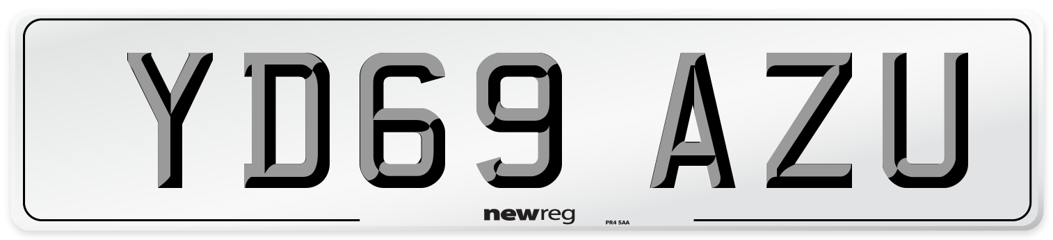 YD69 AZU Front Number Plate