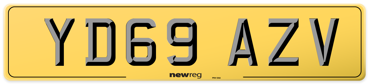 YD69 AZV Rear Number Plate