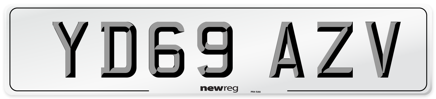 YD69 AZV Front Number Plate