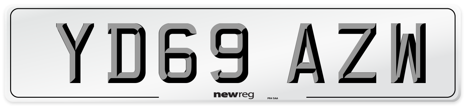 YD69 AZW Front Number Plate