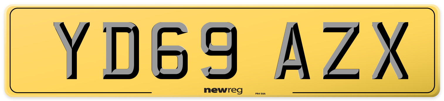 YD69 AZX Rear Number Plate