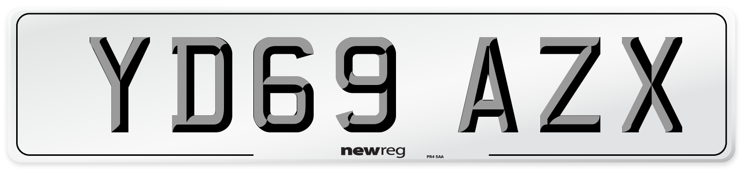 YD69 AZX Front Number Plate