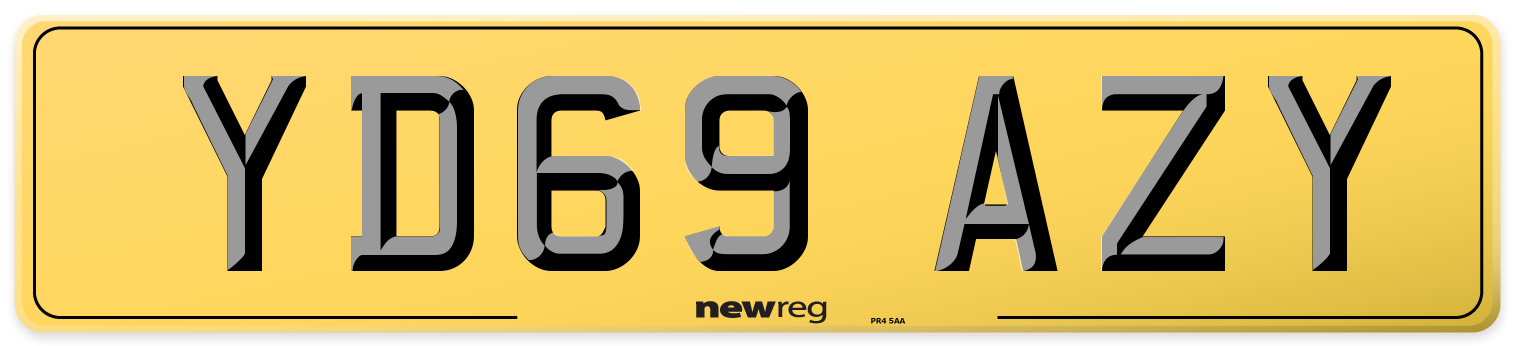 YD69 AZY Rear Number Plate