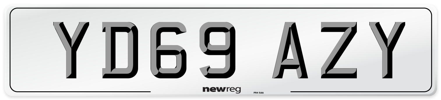 YD69 AZY Front Number Plate