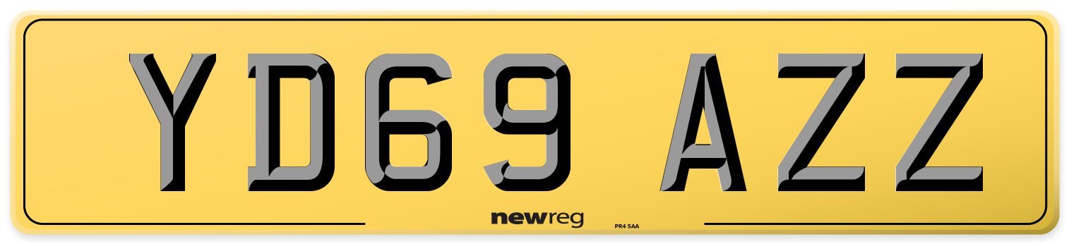 YD69 AZZ Rear Number Plate