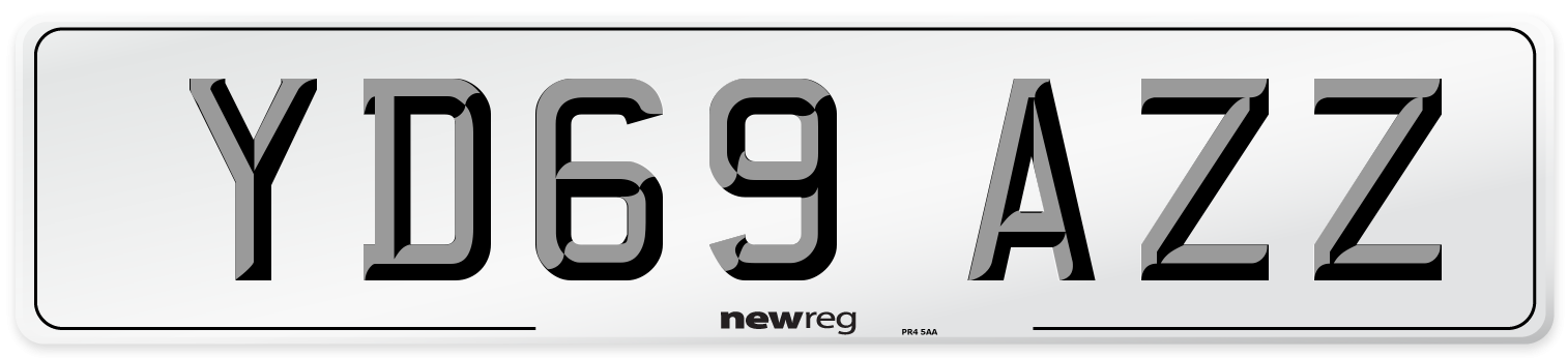 YD69 AZZ Front Number Plate