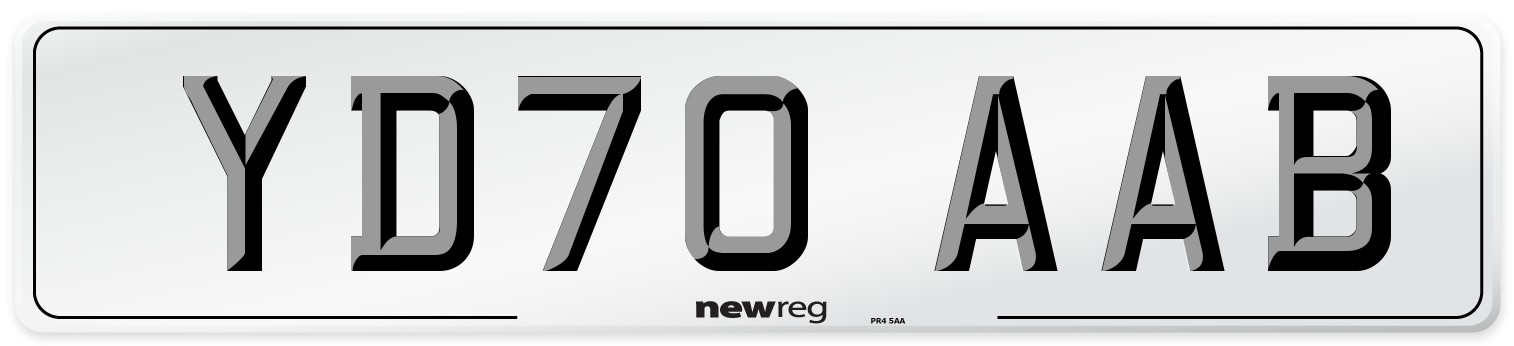 YD70 AAB Front Number Plate