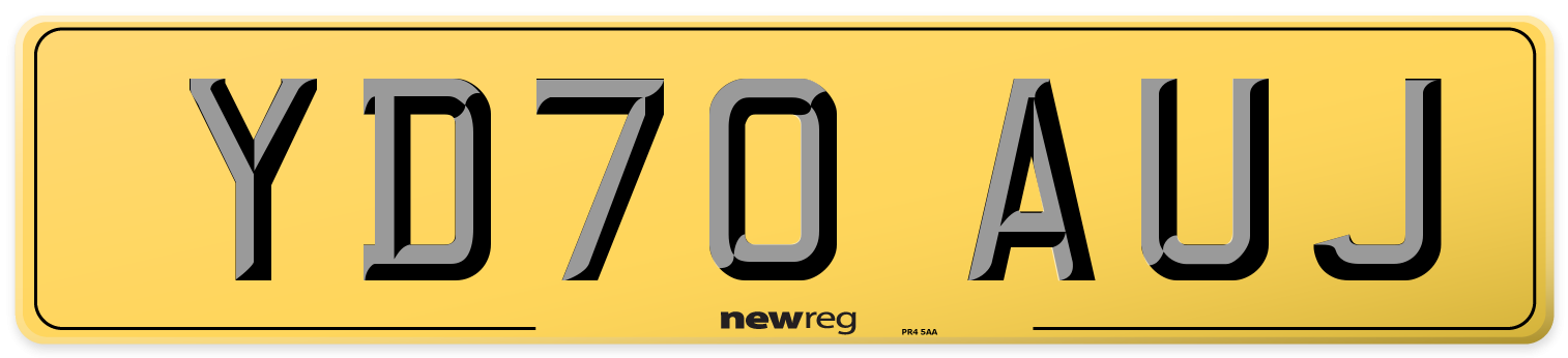 YD70 AUJ Rear Number Plate