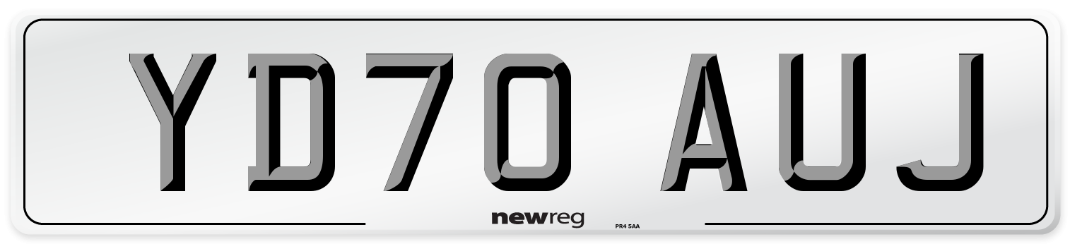YD70 AUJ Front Number Plate