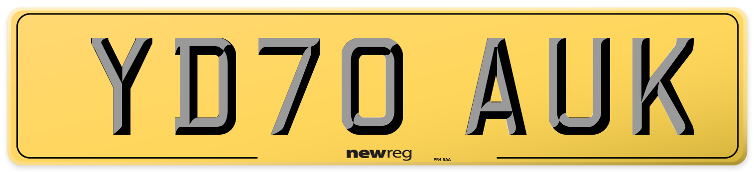 YD70 AUK Rear Number Plate