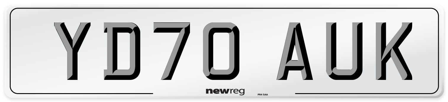YD70 AUK Front Number Plate