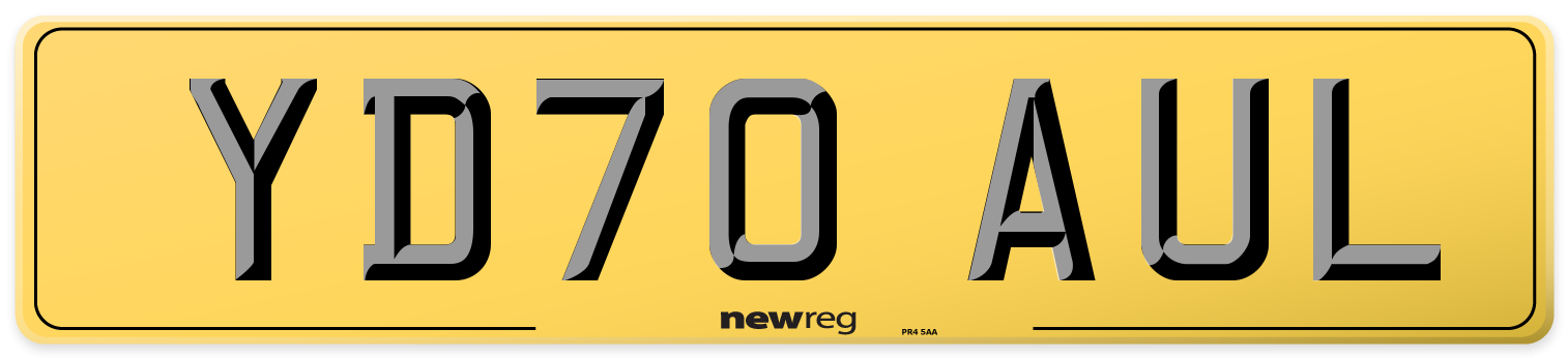 YD70 AUL Rear Number Plate