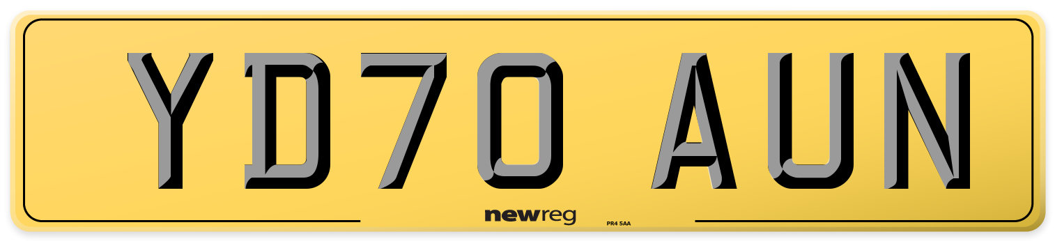 YD70 AUN Rear Number Plate