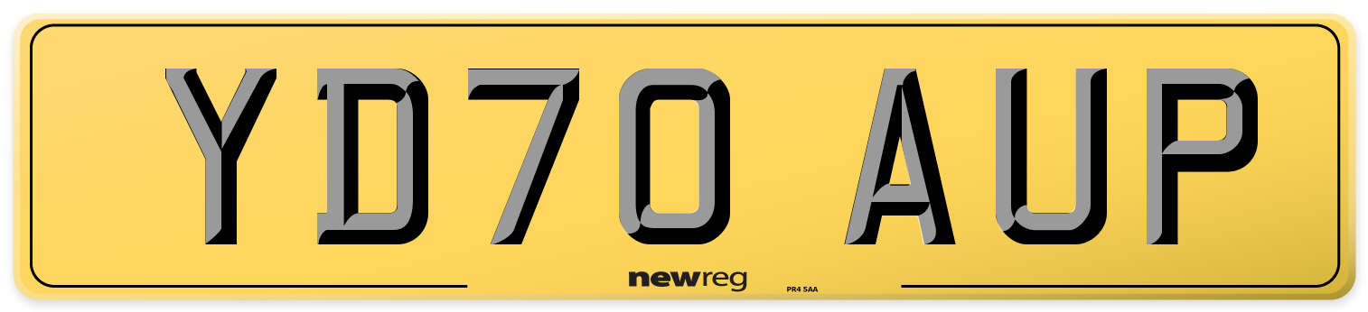 YD70 AUP Rear Number Plate