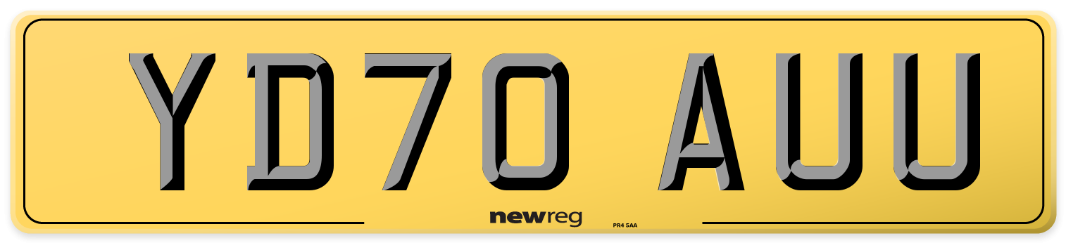 YD70 AUU Rear Number Plate