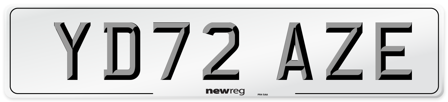 YD72 AZE Front Number Plate
