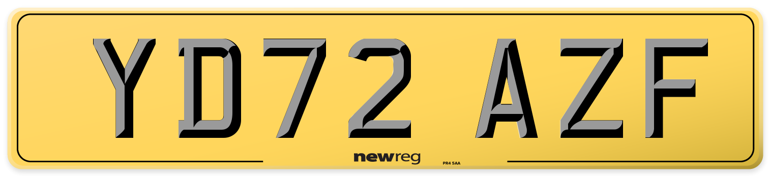 YD72 AZF Rear Number Plate