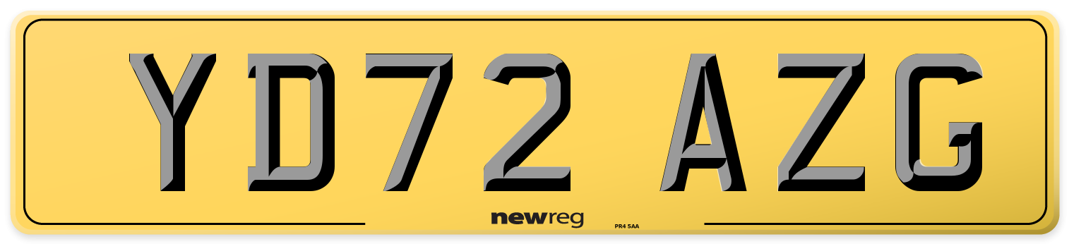 YD72 AZG Rear Number Plate