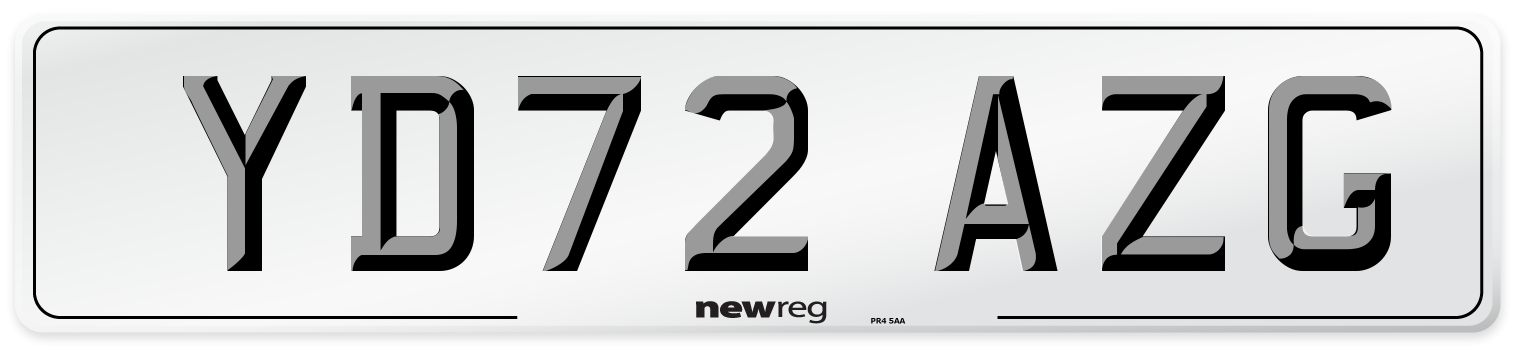 YD72 AZG Front Number Plate