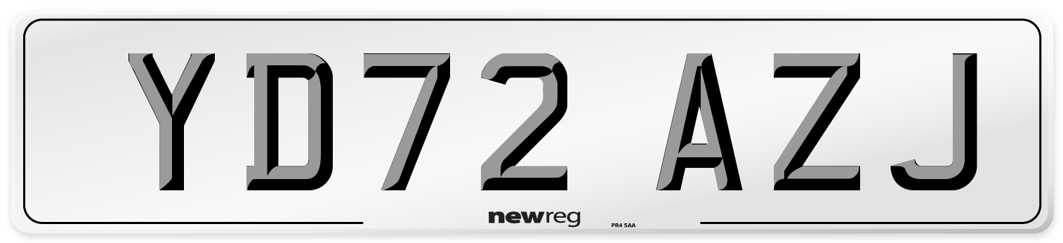 YD72 AZJ Front Number Plate