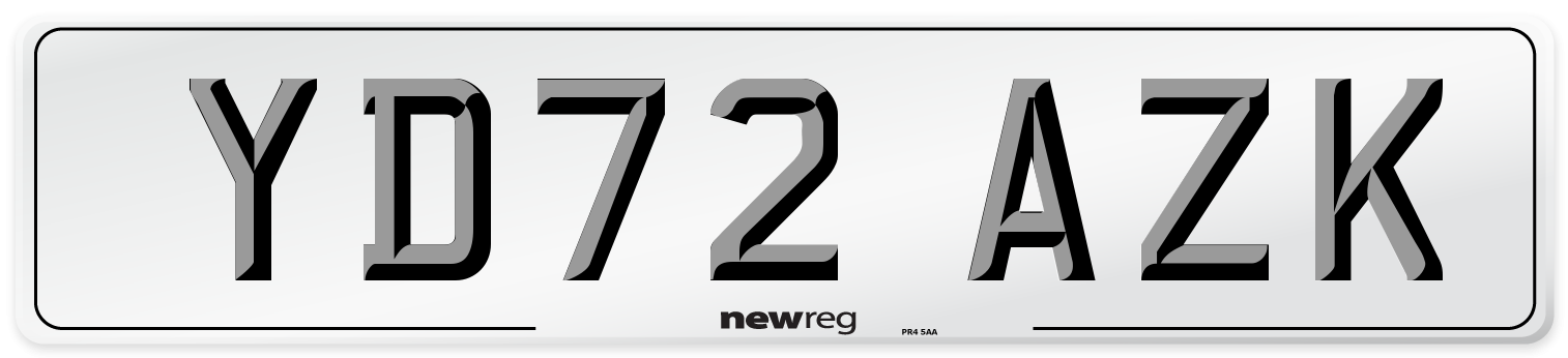 YD72 AZK Front Number Plate
