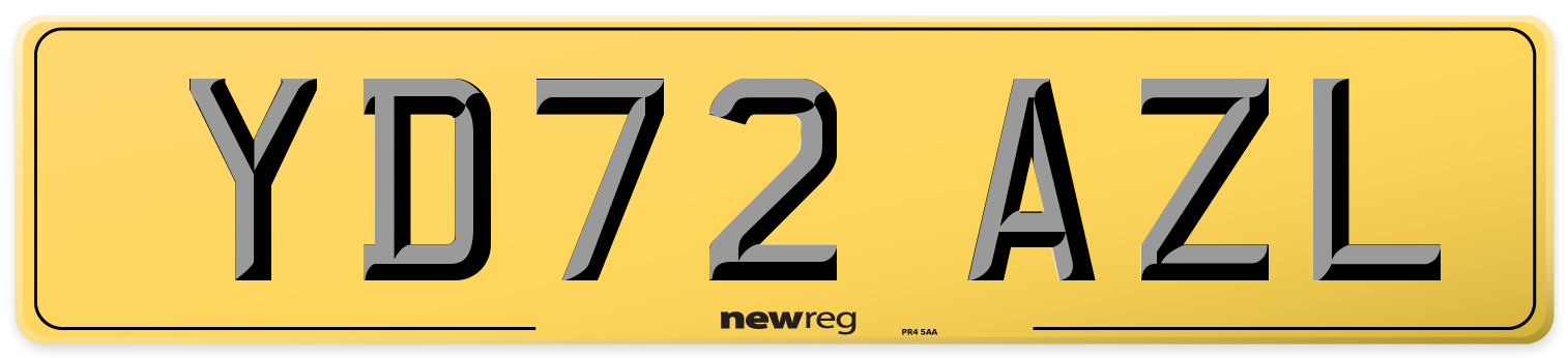 YD72 AZL Rear Number Plate