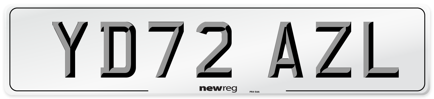 YD72 AZL Front Number Plate