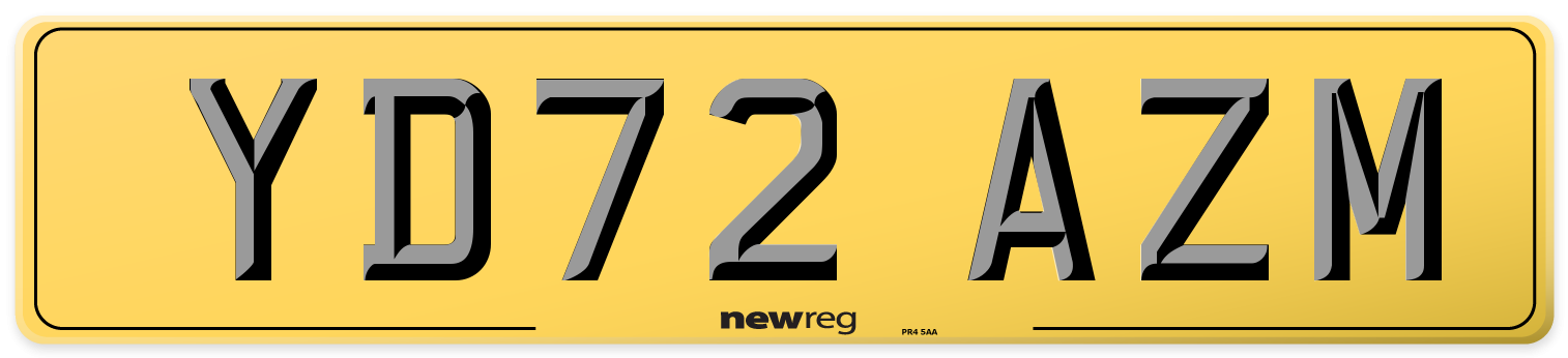 YD72 AZM Rear Number Plate