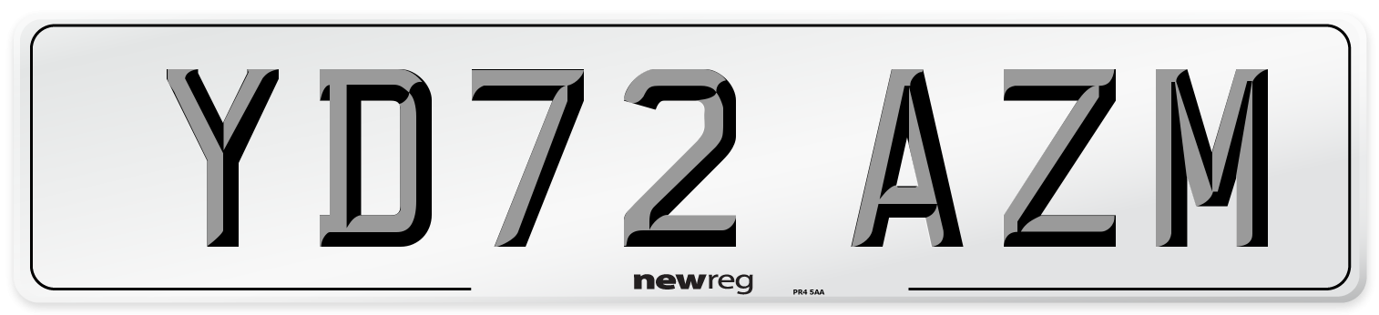 YD72 AZM Front Number Plate