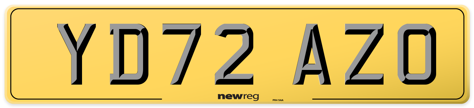 YD72 AZO Rear Number Plate