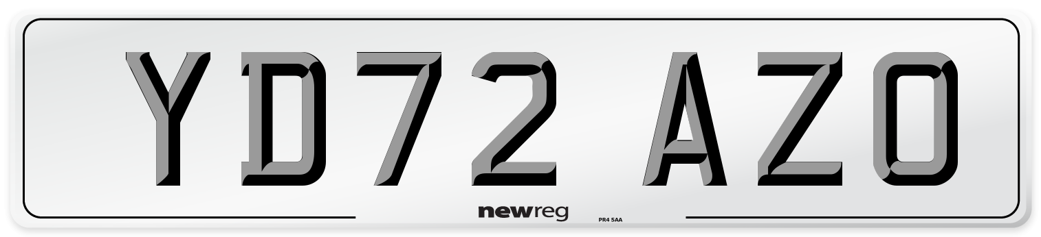 YD72 AZO Front Number Plate
