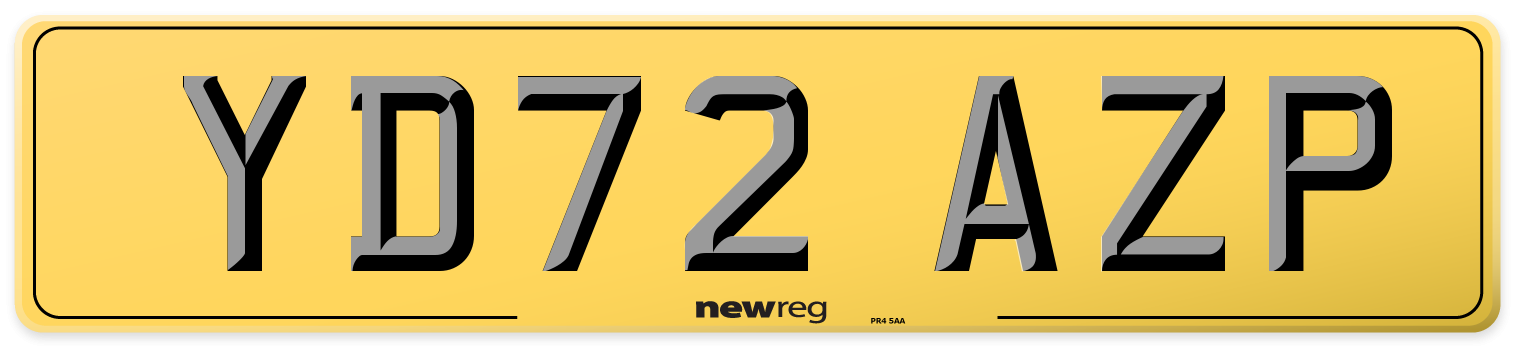 YD72 AZP Rear Number Plate