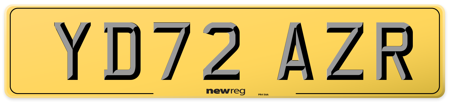 YD72 AZR Rear Number Plate