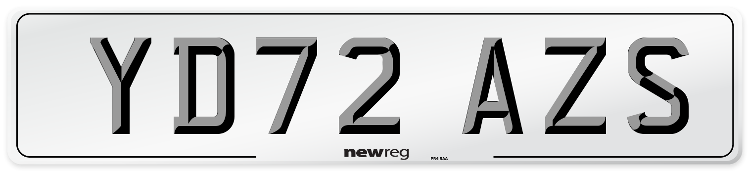 YD72 AZS Front Number Plate