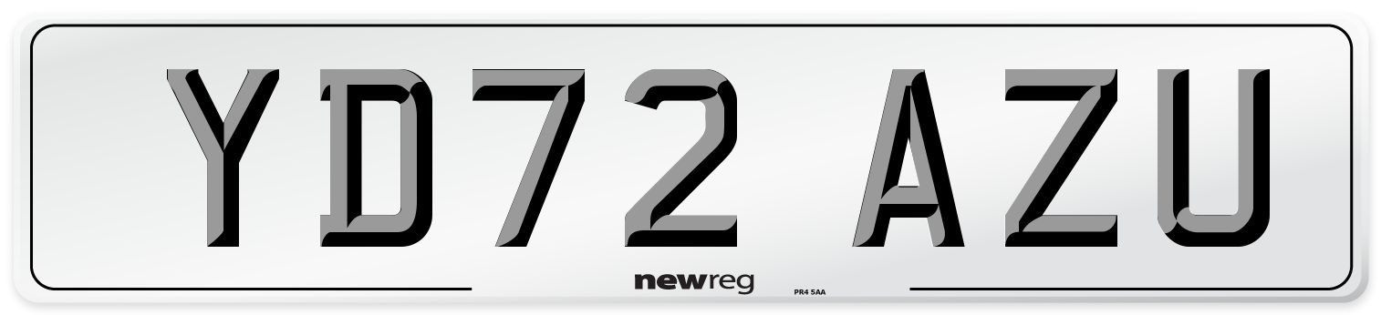 YD72 AZU Front Number Plate