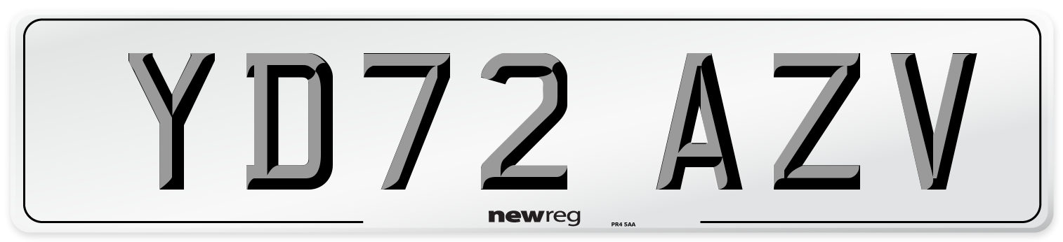 YD72 AZV Front Number Plate