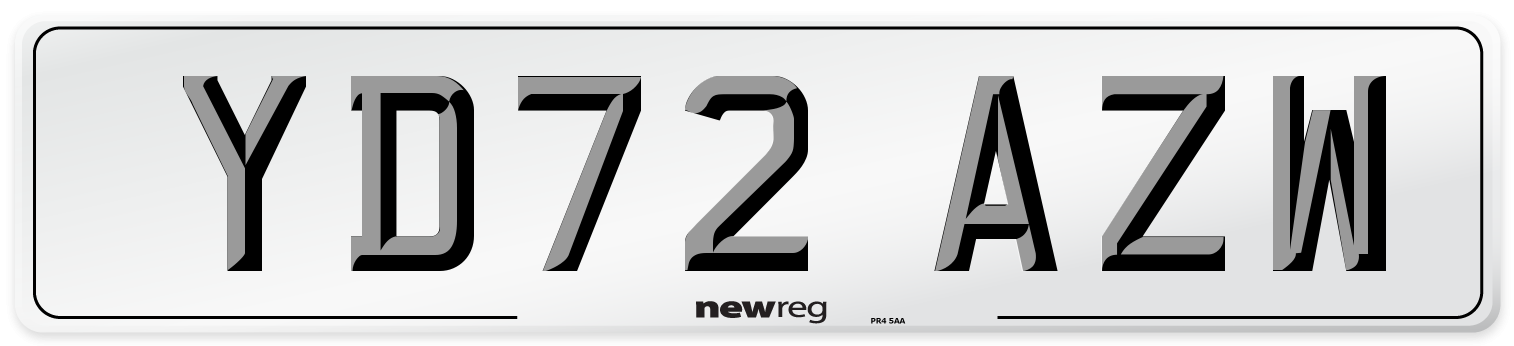 YD72 AZW Front Number Plate