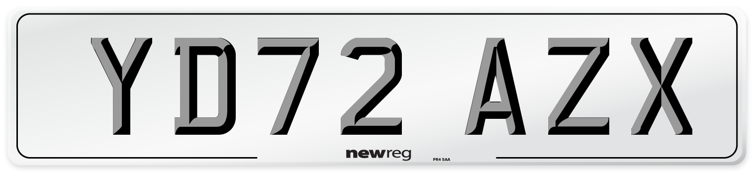 YD72 AZX Front Number Plate
