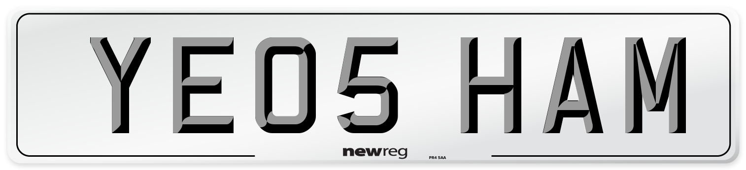 YE05 HAM Front Number Plate