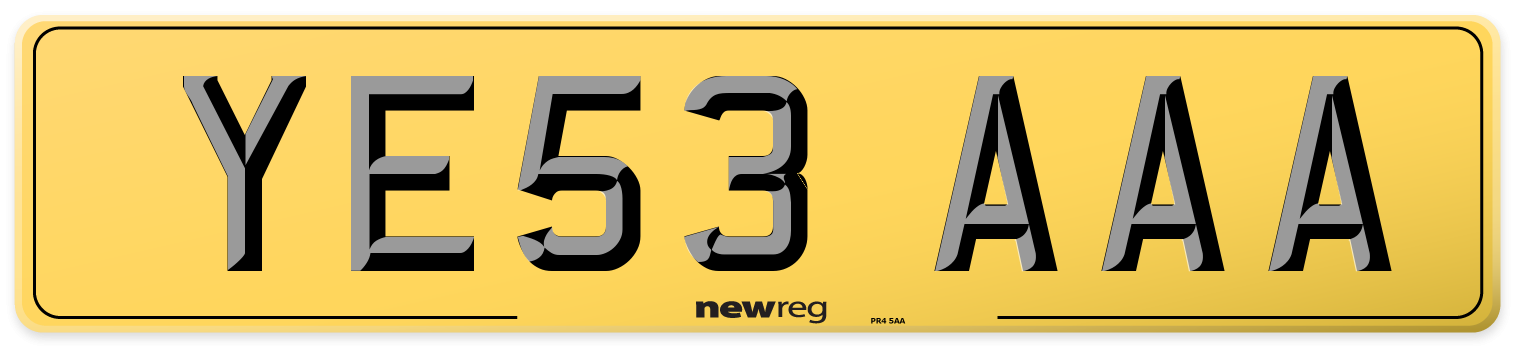 YE53 AAA Rear Number Plate